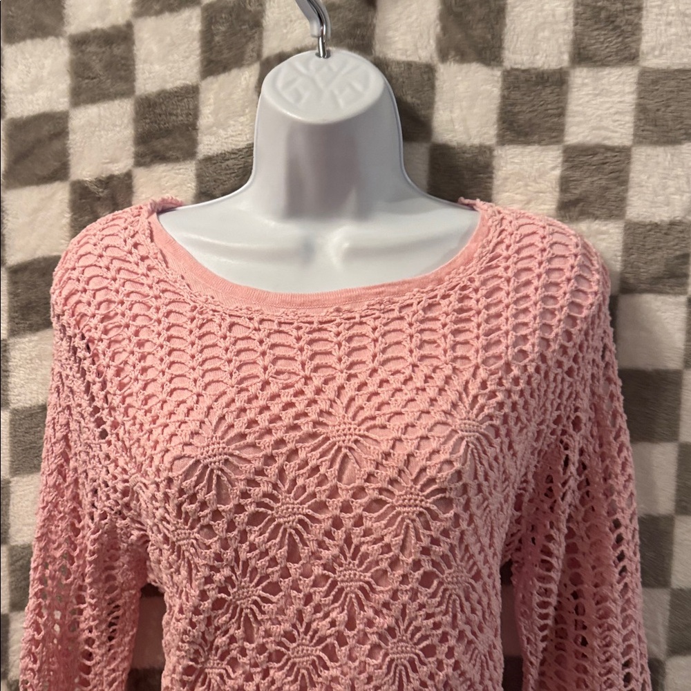 Croft & Barrow Women’s Long Sleeve XL CrewNeck Pullover Knit Crochet Lined Top - Picture 3 of 12